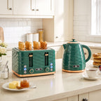 2-in-1 Toaster und Wasserkocher Set, 7 Bräunungsstufen, Auftau- und Aufwärmfunktion, Grün