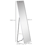 Standspiegel Wandspiegel Ganzkörperspiegel, Aluminium, 45 cm x 37 cm x 158,5 cm, Silber