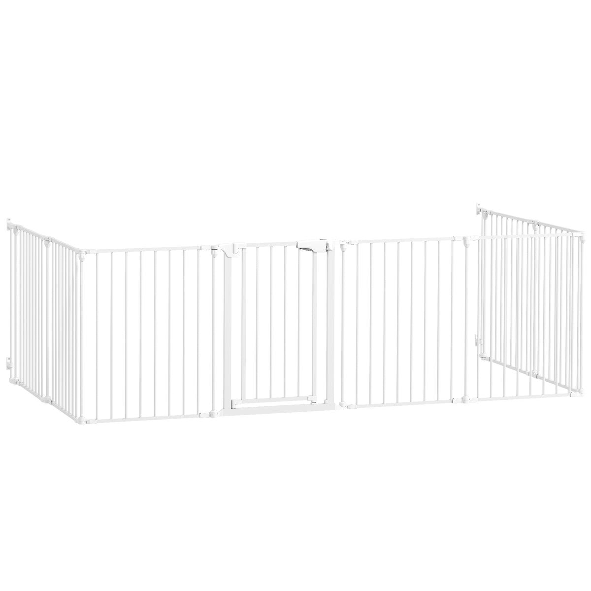 Haustierzaun, 8-Panel-Barriere mit Tür, faltbar, für kleine & mittelgroße Hunde, Kunststoff, Kohlenstoffstahl, Weiß