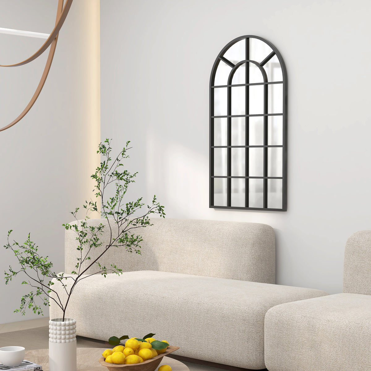 110 x 65 cm Arched Decorative Wall Mirror for Bedroom Living Room, Modern Window Bathroom Mirror for Home Decor