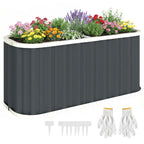 Hochbeet Metall 136 x 53 x 61 cm Tief Gartenbeet mit Schutzkanten Pflanzenetiketten Handschuhe Offenem Boden