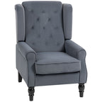 Ohrensessel Relaxsessel Sessel, Vintage-Design, Knopfheftung, gedrechselte Beine, 74 cm x 86 cm x 102 cm, Grau