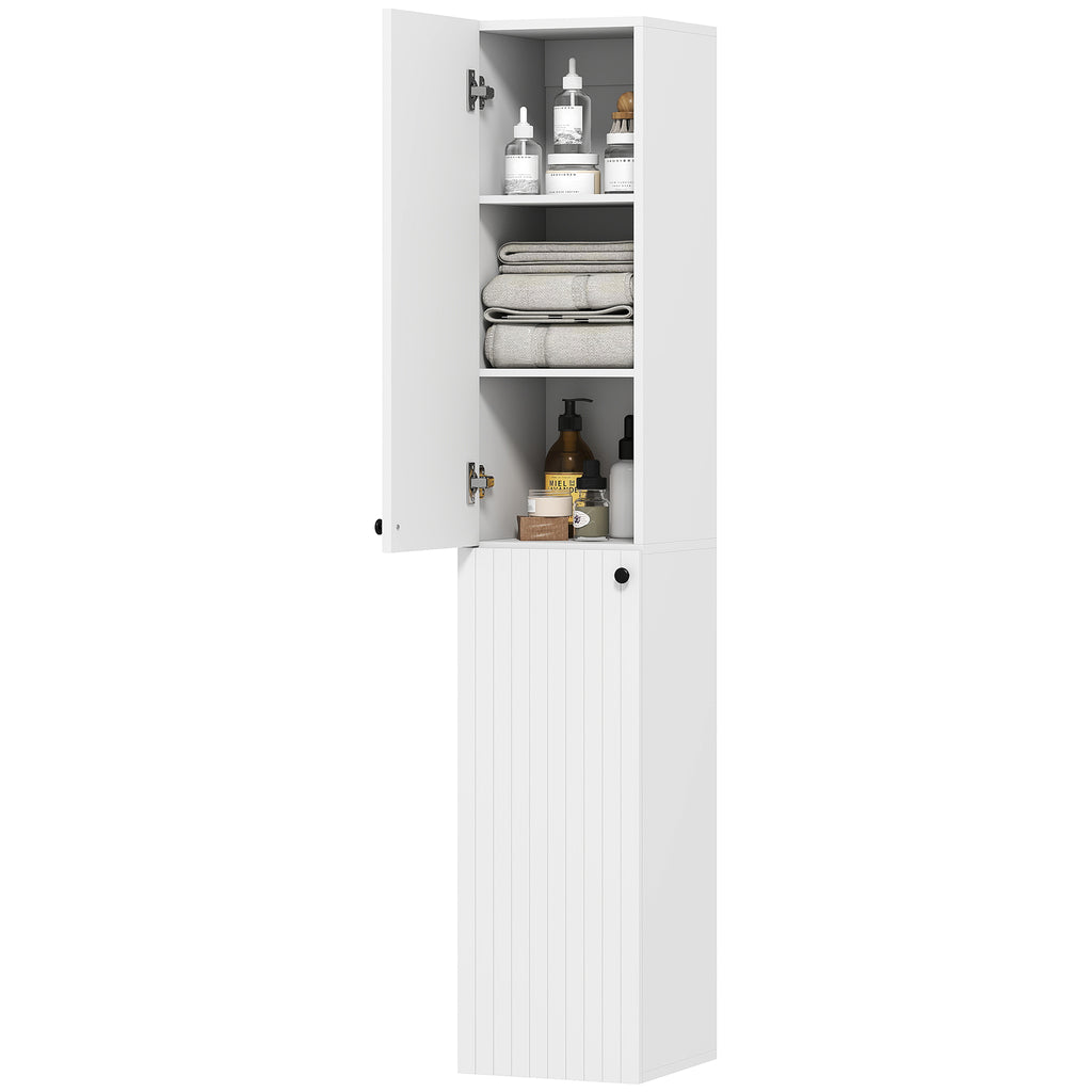 Wandmontierter Badezimmerschrank, lackierte Oberfl?che, 6 Regale, MDF, Wei?
