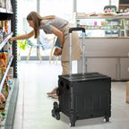 Einkaufswagen Einkaufstrolley, Treppensteiger, klappbar, Teleskopgriff, bis max. 65 Kilo belastbar, Schwarz
