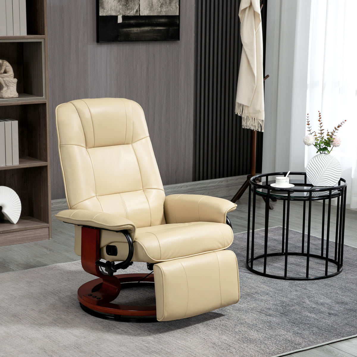 Relaxsessel, verstellbar, Liegefunktion, bis 120 kg, Kunstleder, 78 x 87 x 100 cm, Creme