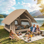 Instant-Pop-Up-Zelt mit Regenschutz wasserdicht Kuppelzelt für 2-3 Personen mit Bodenplane 4 Fenster 235x235x184cm Khaki