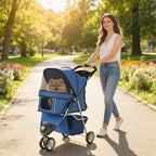 3 Wheel Pet Stroller for Small and Miniature Dogs, Blue