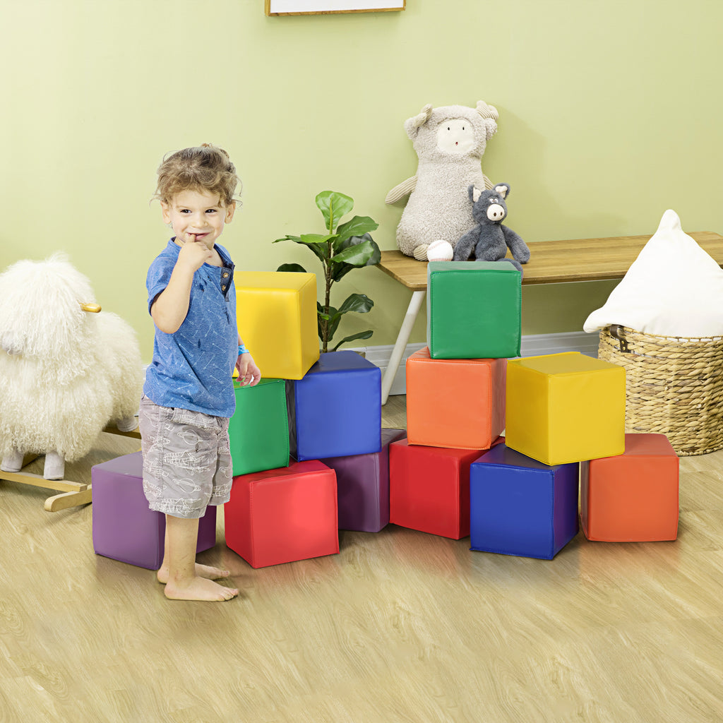 12 TLG. Schaumstoff Bausteine Kinder Softbausteine Riesenbausteine Bauspielzeug für 1-3 Jahre alt Kinder Bausteinset Rot+Gelb