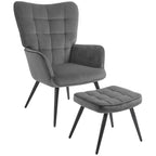 Relaxsessel mit Ottomane Sessel mit Fußhocker, 2-teiliges Set, Grau