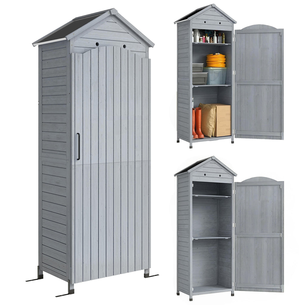Gartenschrank Holz extra hohe Geräteschuppen mit verstellbar Ablage magnetisch Tür galvanisiert Dach Belüftung
