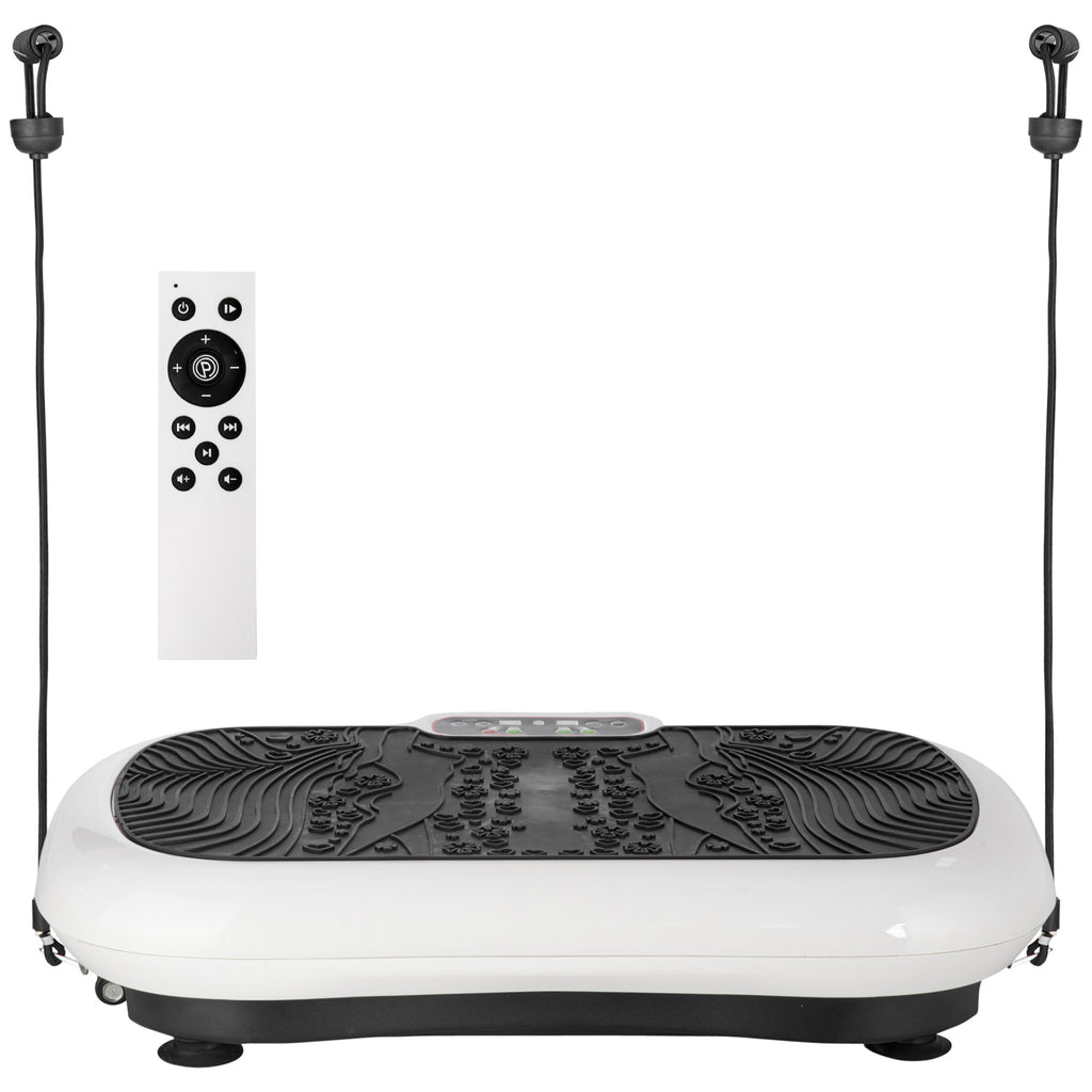 Vibrationsplatte mit 99 Stufen, 2 Fitnessbändern 73 x 40 x 13cm Weiß+Schwarz