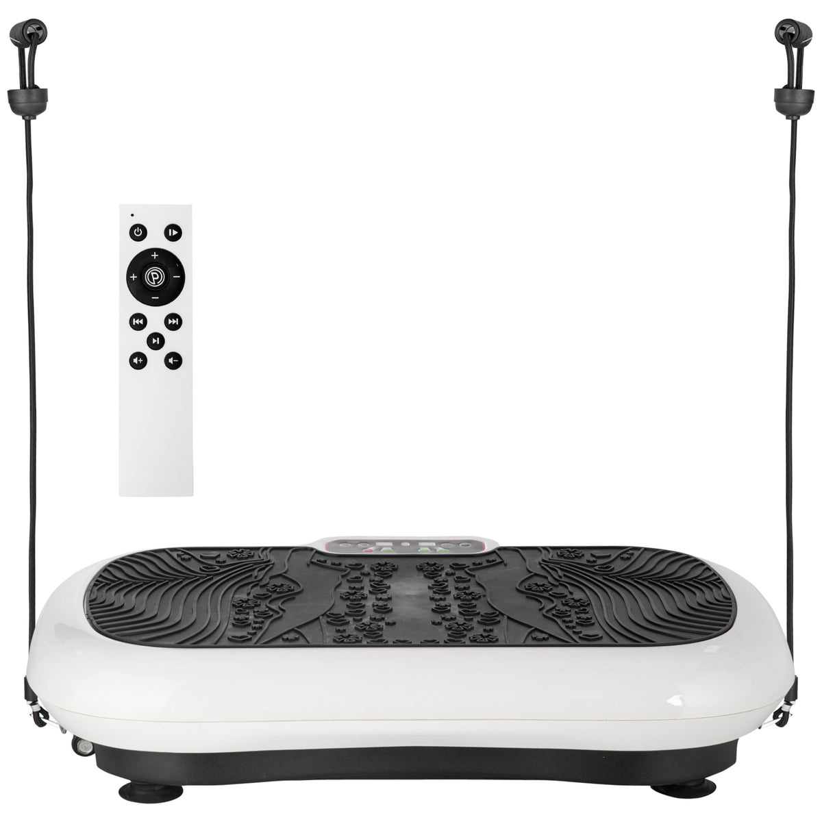 Vibrationsplatte mit 99 Stufen, 2 Fitnessbändern 73 x 40 x 13cm Weiß+Schwarz