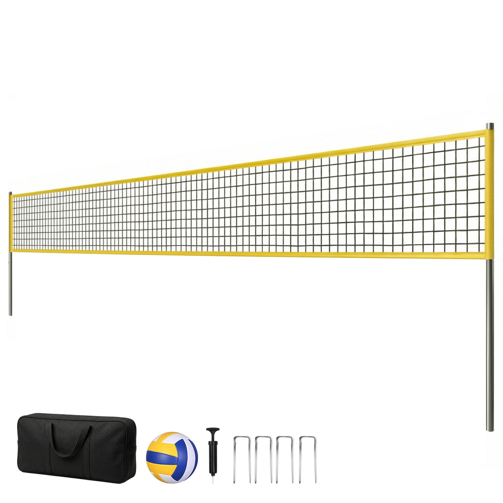 Volleyballnetz Set mit höhenverstellbaren Stahlpfosten, Tragbar
