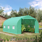 Gewächshaus 4,5 x 3 x 2 m Foliengewächshaus mit Rollbar Reißverschlusstür 6 Netzfenster Stützstangen