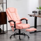 Massage-B¨¹rostuhl, 7 Vibrationspunkte, verstellbare Fu?st¨¹tze & Lehne, bis 120 kg, Lederoptik, Rosa