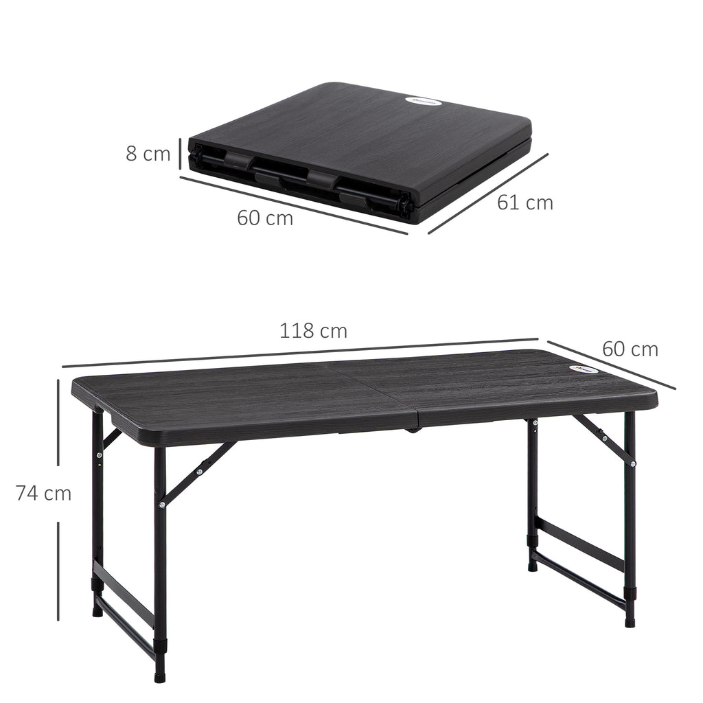 Foldable Patio Dining Table for 4, Height Adjustable Outdoor Table for Garden, Lawn, Dark Grey