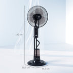 Ventilator mit Wasserkühlung, Luftbefeuchter, 10° Neigbar 70° Oszillierend 3 Geschwindigkeitsstufen 75W, Schwarz