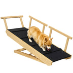 Hunderampe, h?henverstellbar, klappbar, Gel?nder, f¨¹r Hunde bis 40kg, Holzrahmen, 85 x 40 x 61 cm, Schwarz