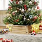 Weihnachtsbaumrock 65 x 65 cm Weihnachtsbaum Kragen aus Tannenholz Naturholz