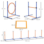 Dog Agility Training Equipment with Weave Poles, Jump Ring, Pause Box, Adjustable Hurdle, Carry Bag, Orange