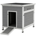 Wooden Duck House with Ramp, Double Doors, Openable Asphalt Roof, Ventilation Holes, Removable Base, Light Grey