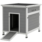 Wooden Duck House with Ramp, Double Doors, Openable Asphalt Roof, Ventilation Holes, Removable Base, Light Grey