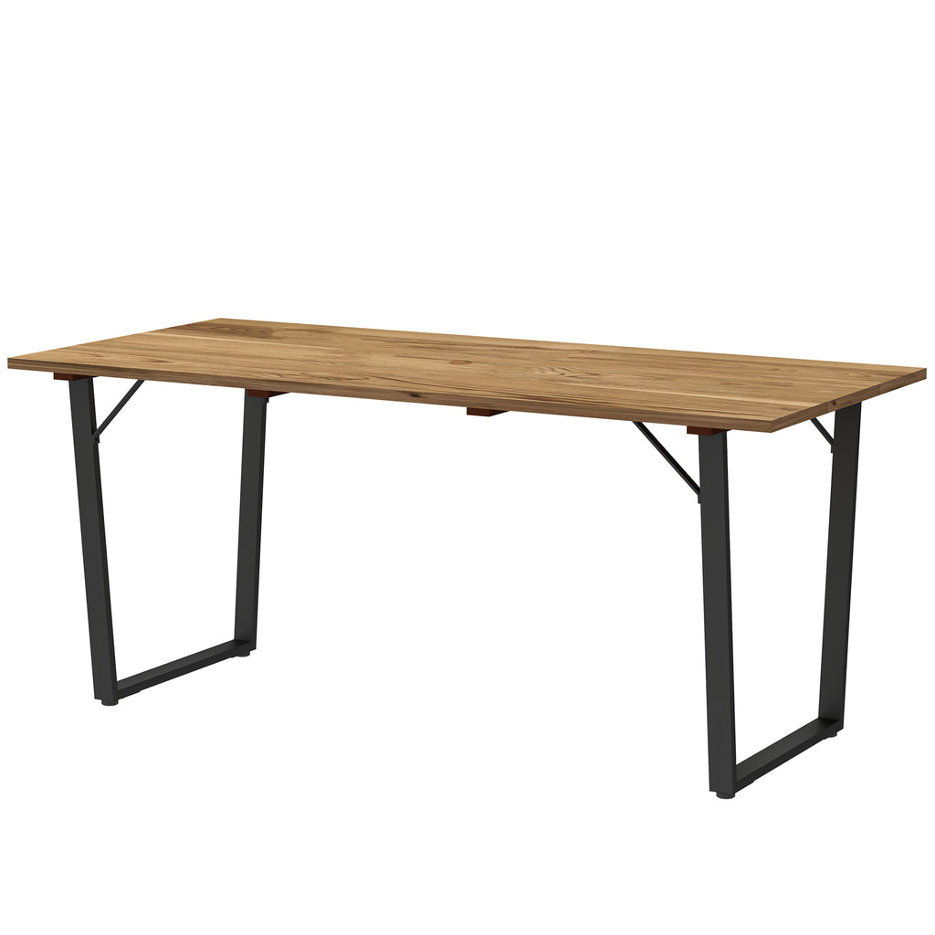 Gartentisch Holz 175x80 cm Wetterfest Balkontisch mit Schirmloch Buffettisch für 6 Personen Braun