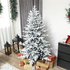 Künstlicher Weihnachtsbaum, 180cm Christbaum mit Schnee, 1815 Zweigen, klappbarem Metallständer