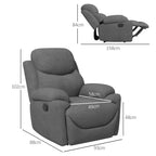  Relaxsessel Liegesessel Fernsehsessel, Liegefunktion Leinenoptik, 93 cm x 88 cm x 102 cm, Grau