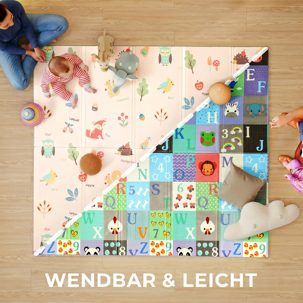 Foldable Baby Play Mat Double-Sided, Reversible Foam Soft Crawling Mat for Toddlers, for Bedroom, Nursery and Playroom