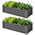 Set of Two 110 x 50cm Steel Planter Boxes - Dark Grey
