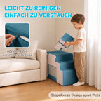 Spielsofa Samt 2-Teiliges Kindersofa aus Schaumstoff Waschbar Modulares Kindercouch für Kinder 0,5 bis 3 Jahre