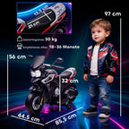Elektro-Motorrad f¨¹r Kinder von 18-36 Monaten, Aufsitz-Fahrzeug, Hilfsr?der, Lichter, Musik, Kunststoff, Stahl, Schwarz