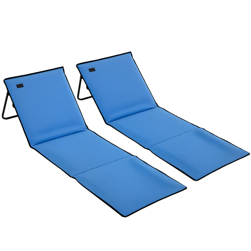 Strandliege, klappbar, verstellbare Rücklehne, Tragegurt, weiche Polsterung, Stahlrahmen, Blau, 142x51x40cm