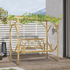 Schaukelbank mit Pergola, für 2 Personen, höhenverstellbar, Massivholzrahmen, 2,21 x 1,40 x 1,96 m