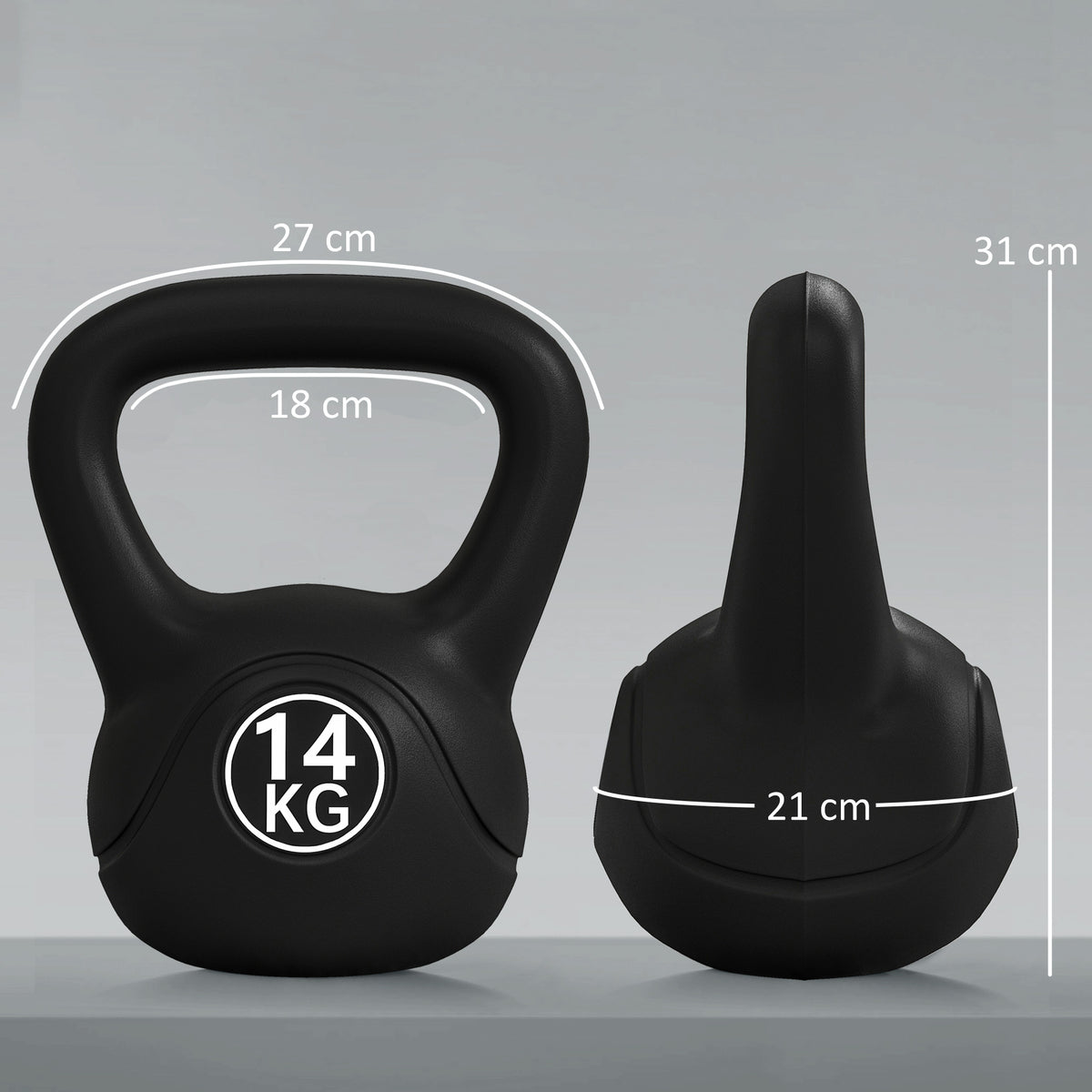Kettlebell Kugelhantel 14 kg Gewicht-Hantel mit Sand befüllt für Anfänger Schwarz