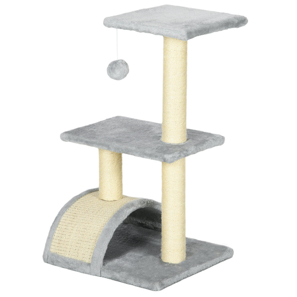 72cm Cat Tree with Scratching Post, Pad for Indoor Cats - Light Grey