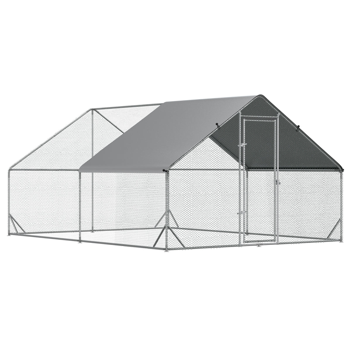 Hühnerstall, Freilaufgehege, Geflügelstall mit Schattendach, Freigehege für 4-6 Hühner, Enten Kaninchen, 3 x 2 x 2 m