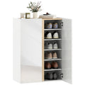 Schuhschrank mit Soft-Close-Funktion, 6-stufiges Design ohne Griffe, fasst bis zu 18 Paare, f¨¹r Flur, Eingangsbereich, Holz, Wei?