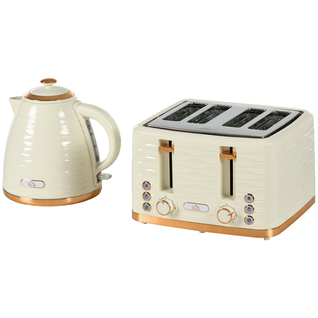 2-in-1 Toaster- und Wasserkocher-Set, 7 Br?unungsstufen, Auftau- und Aufw?rmfunktion, Beige