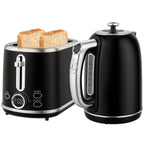 Wasserkocher Toaster Set mit 2 Scheiben Toaster, Schwarz