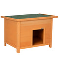 Hundehütte Outdoor, Hundehaus aus Holz mit Aufklappbares Asphaltdach, Wasserdichte Hundehöhle mit Erhöhter Boden Hütte für kleine Hunde, Gelb, 82 x 58 x 58 cm