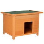 Hundehütte Outdoor, Hundehaus aus Holz mit Aufklappbares Asphaltdach, Wasserdichte Hundehöhle mit Erhöhter Boden Hütte für kleine Hunde, Gelb, 82 x 58 x 58 cm