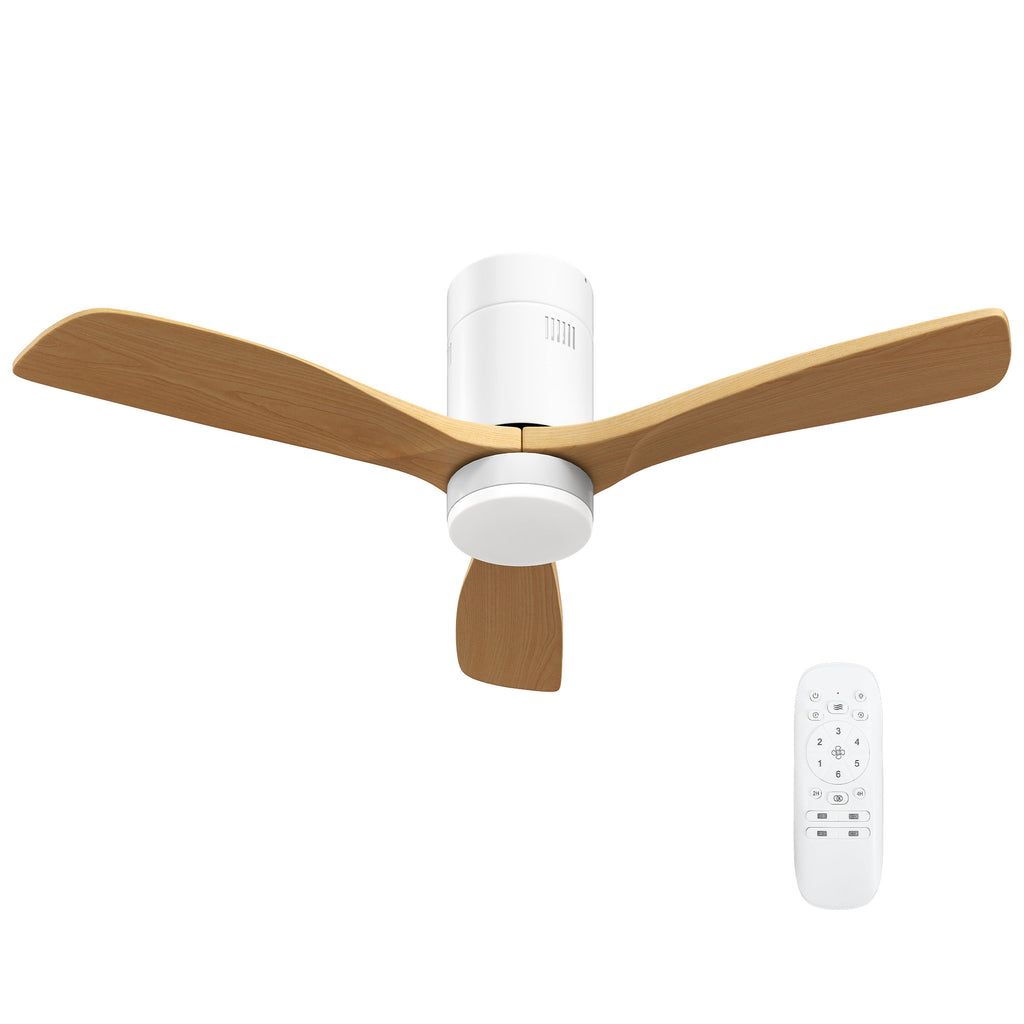 Deckenventilator mit LED-Licht, 6 Geschwindigkeiten, Fernbedienung, Hellbraun