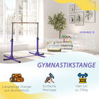 Height Adjustable Gymnastics Horizontal Bar for Kids, Children Junior Kip High Bar Fitness, Purple