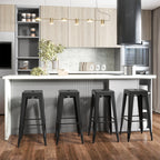 4er-Set Barhocker aus Metall, für drinnen und draußen, stapelbares Design, Schwarz