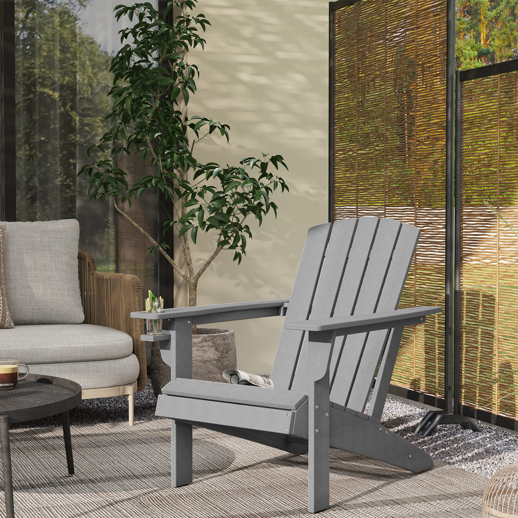 Gartenstuhl, ergonomisches Design, wetterfest, HDPE, grau, 75 x 87 x 90 cm