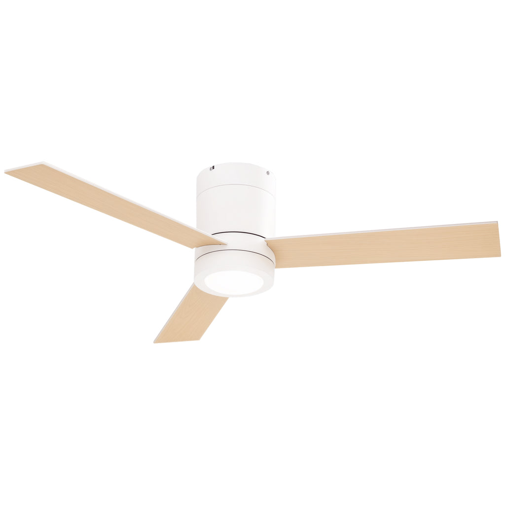 Deckenventilator mit LED-Licht, 2-in-1 Design, mit Timer, Fernbedienung, Deckenlampe mit Ventilator, Weiß+Naturholz