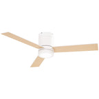 Deckenventilator mit LED-Licht, 2-in-1 Design, mit Timer, Fernbedienung, Deckenlampe mit Ventilator, Weiß+Naturholz