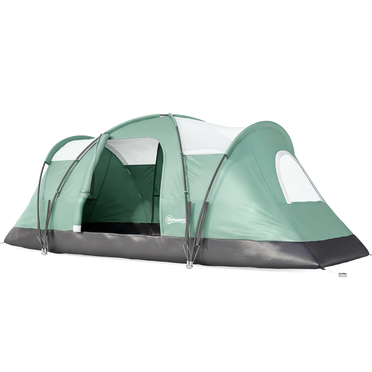 5 Man Camping Tent, Large Tunnel Tent, Water Resistant Hiking Shelter with Groundsheet and Carry Bag, Dark Green